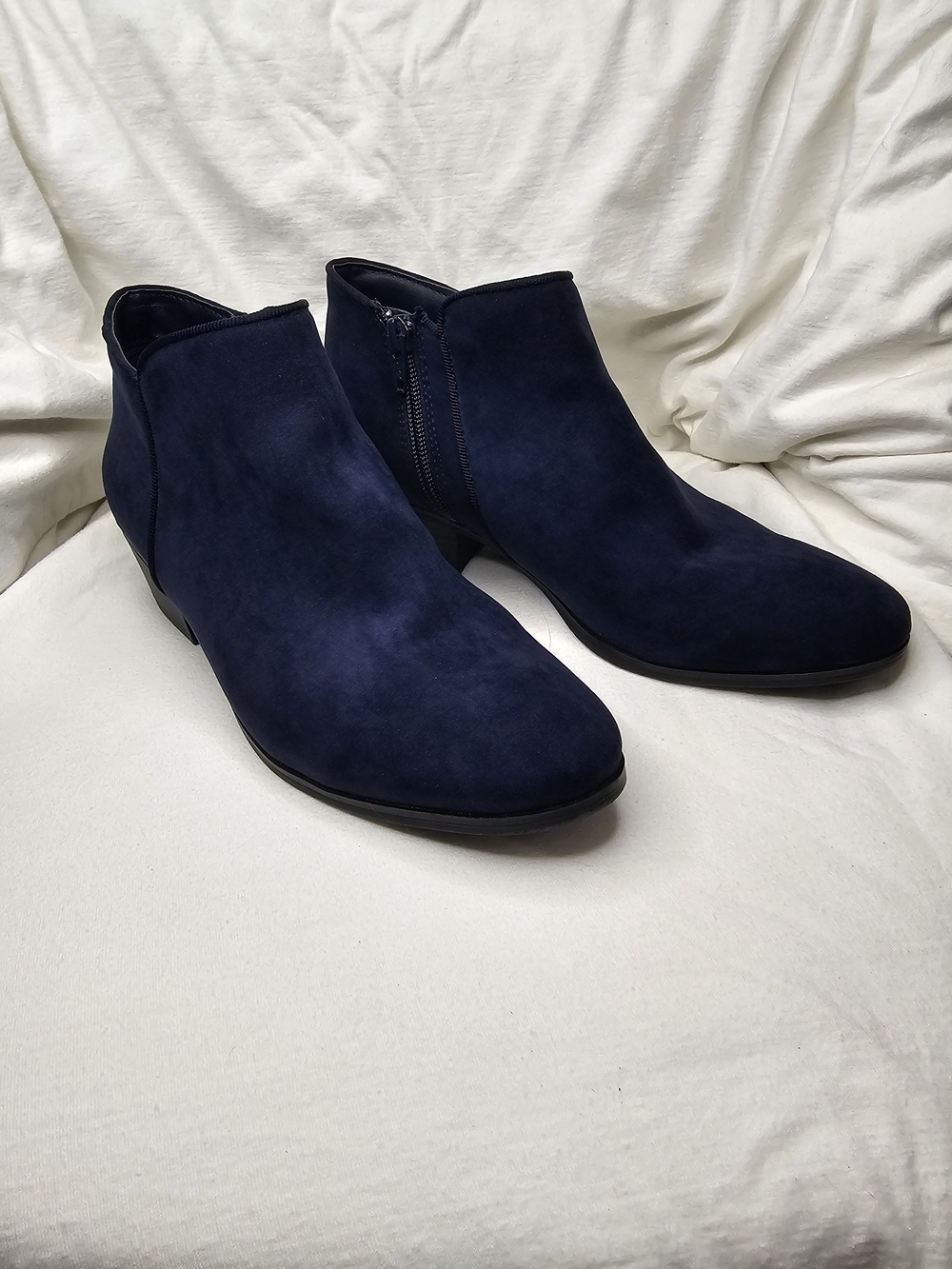 Style & Co. Wileyy Navy Faux Suede Ankle Booties Low Block Heel - Picture 7 of 16